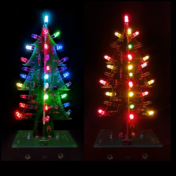 Tri-color/Colorful Curved-leaf Christmas Tree Standard/Music Version DIY Electronic Kits