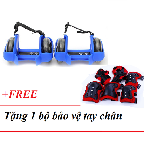 Bánh xe gắn giày trượt patin kèm dụng cụ bảo vệ moa