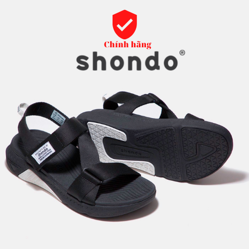 [HCM]Sandals Shondo F7 Racing đế đen phối trắng quai đen F7R1010