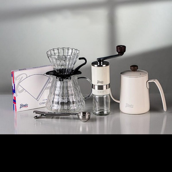 Bincoo Coffee Set Basic Version Coffee Accessories Manual Grinder With Ceramic Core Glass Pot with Filter Gooseneck Drip