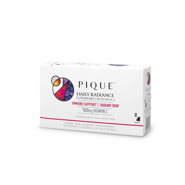 Pique Daily Radiance Liposomal Vitamin C for Immune Support - 1,000 mg Vitamin C & 1,900 mg Elderberry per Packet, Powerful Antioxidants for Health...