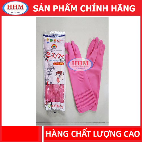 Găng tay cao su cầu vòng - màu hồng