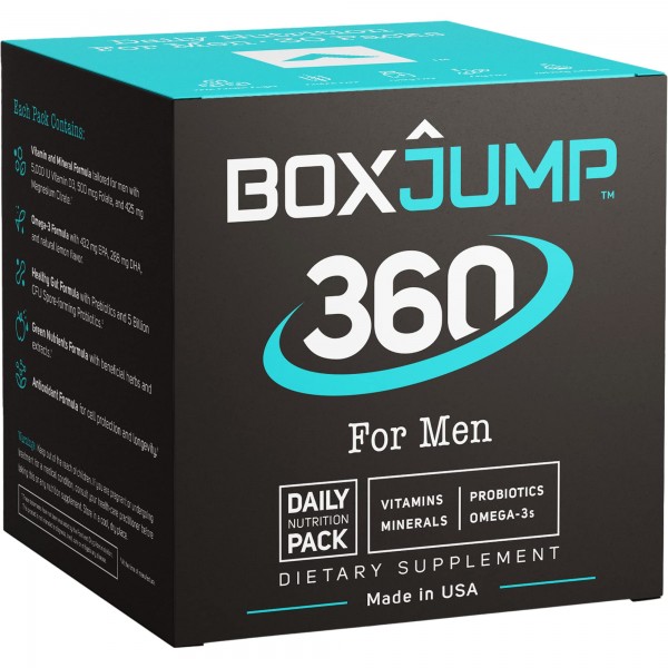 BoxJump 360 for Men Complete Daily Vitamin Packs with Vitamins, Minerals, Omega-3s and Probiotics (30-Day Supply, 30 Count)