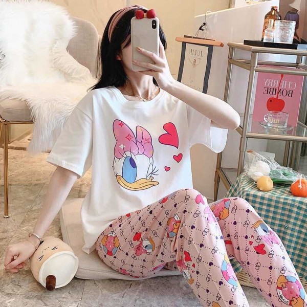 Bộ nữ mặc nhà quần dài áo cộc tay cute đáng yêu