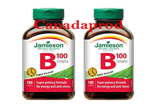 Jamieson Vitamin B100 Complex Timed Release 180caplets x 2(2 Bottles)