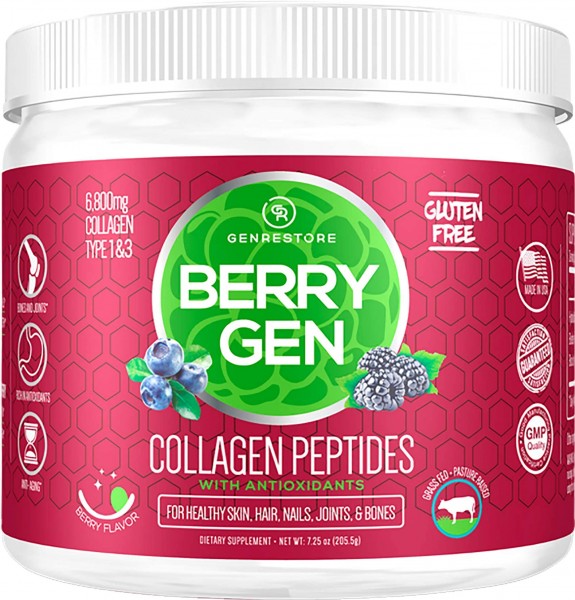 Berry Gen: Restore Collagen Powder with Antioxidants from BlackBerry and Blueberry Extracts - 30 Servings - Natural Dual Action Formula - Supports ...