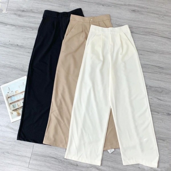 Quần culottes rộng cạp cao khoá trước 1 khuy tạo cá tính độc đáo chất vải dày mát không phai màu không co bai