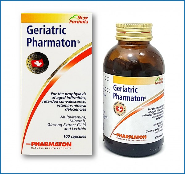 Pharmaton Geriatric (Pack Size 100 Capsules) Once Daily Multivitamins + Minerals + Ginseng Extract G115 and Lecithin for the Optimal Physical and M...