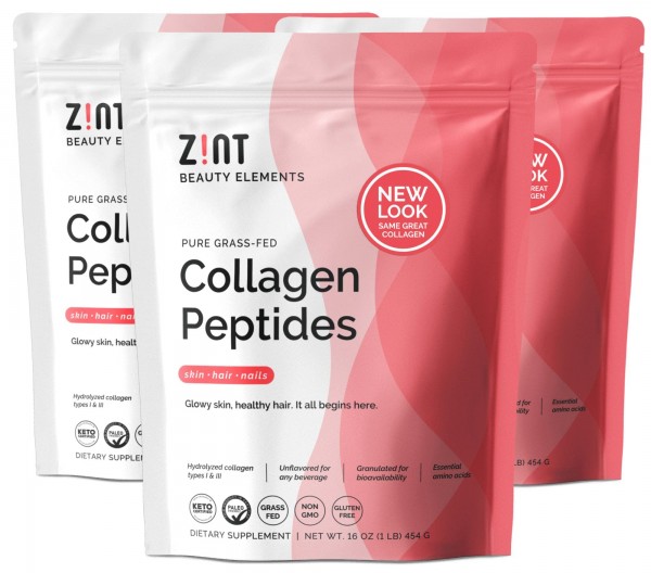 Zint Collagen Peptides Powder (48 oz Bundle, 3 x 16 oz, Best Value): Paleo-Friendly, Keto-Certified, Premium Hydrolyzed Collagen Protein Supplement...