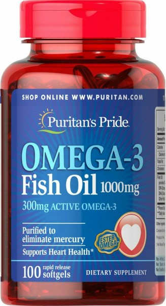 [HCM]Omega 3 Fish Oil 1000mg lọ 100 viên (HSD: 10/22) chính hãng Puritans Pride