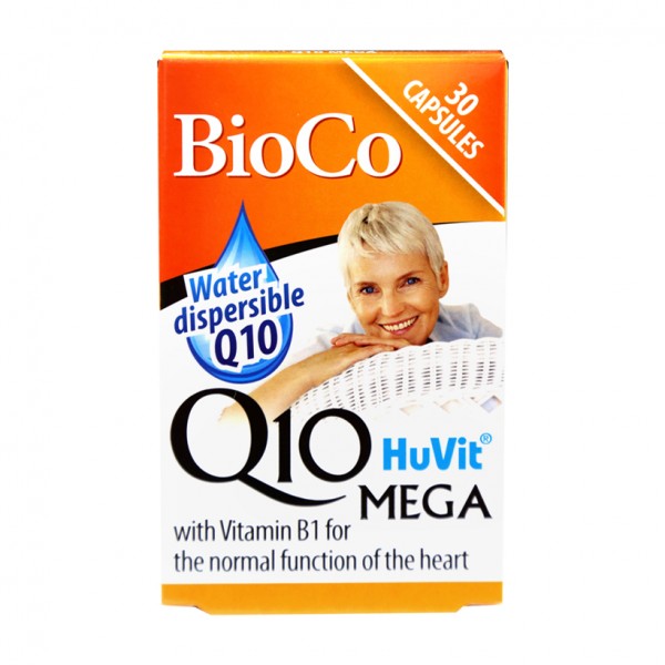 [Hàng nhập Hungary] Bảo vệ sức khỏe tim mạch giảm Cholesterol hạ huyết áp - BioCo Huvit Q10 Mega (Hộp 30 viên)