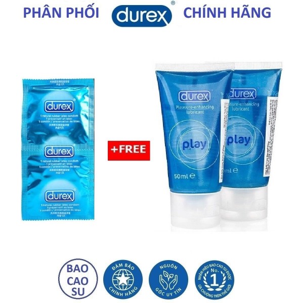 [HCM]Combo 2 gel bôi trơn Durex Play 50ml kèm 2 bao cao su Durex Kingtex ôm khít