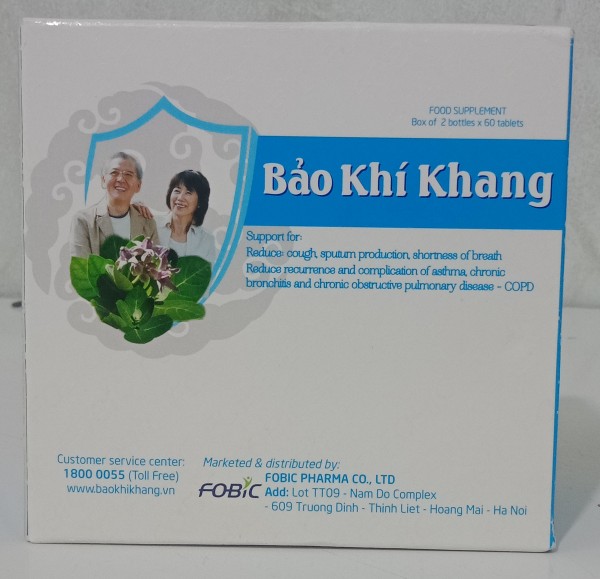 Thực phẩm bảo vệ sức khỏe Bảo Khí Khang giảm ho khó thở hen suyễn ( hộp 2 lọ mỗi lọ 50 viên)